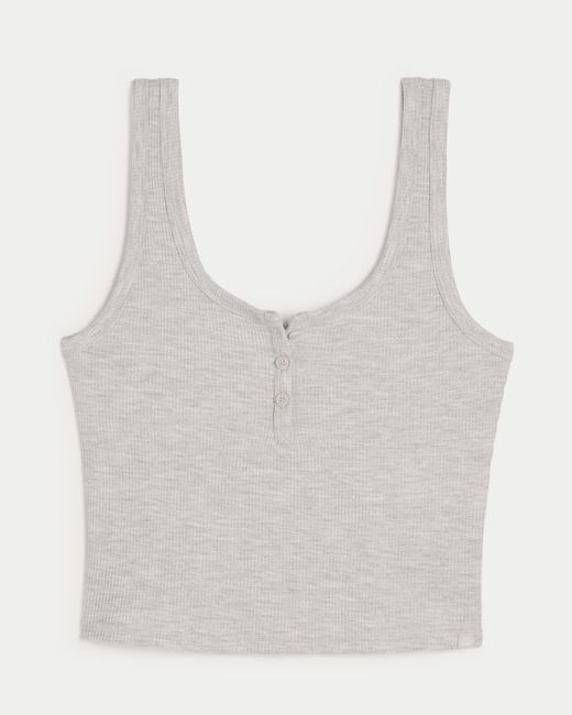 Hollister White Gilly Hicks Tanktop aus Material mit Waffelmuster