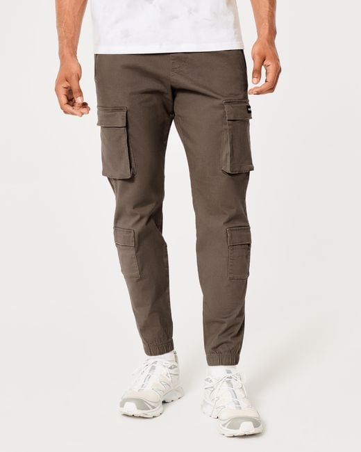 Hollister Twill 4 pocket Cargo Joggers in Grey for Men Lyst UK