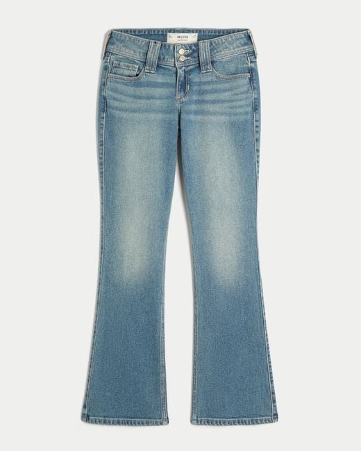 Hollister Blue Low-rise Medium Wash Embroidered Florals Bootcut Jeans