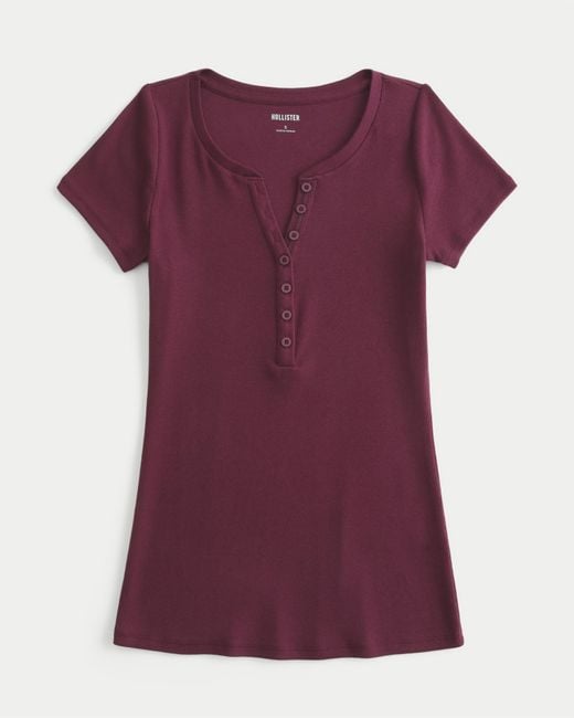 Hollister Purple Short-sleeve Henley