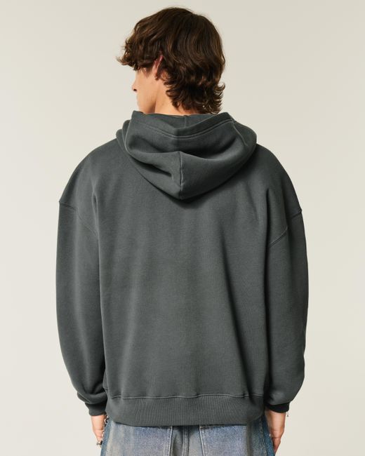 Hollister Green Boxy Zip-up Hoodie for men