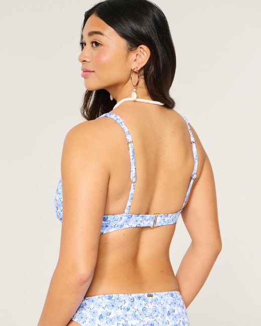 Hollister Blue Curvy High Apex Ribbed Underwire Bikini Top