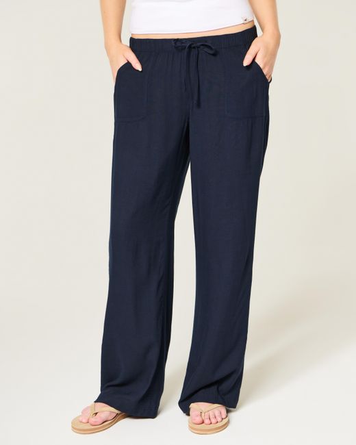 Hollister Blue Pull-on Slub Pants
