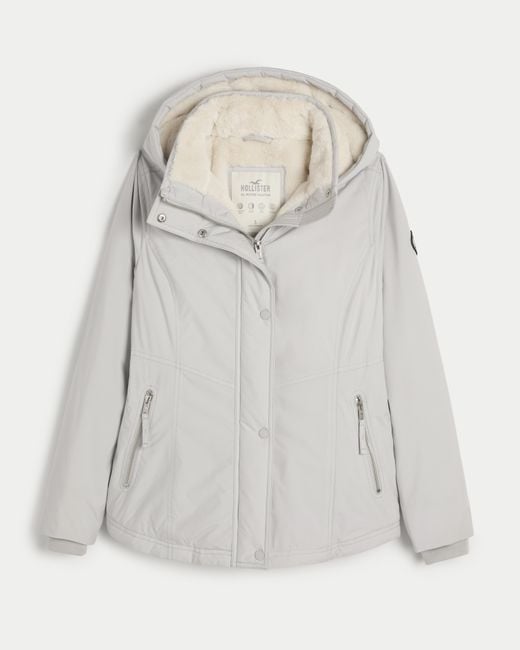 Hollister Gray All-weather Faux Fur-lined Jacket