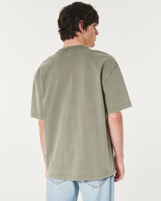 Hollister Schweres kastiges T-Shirt mit Rundhalsausschnitt in Green für Herren