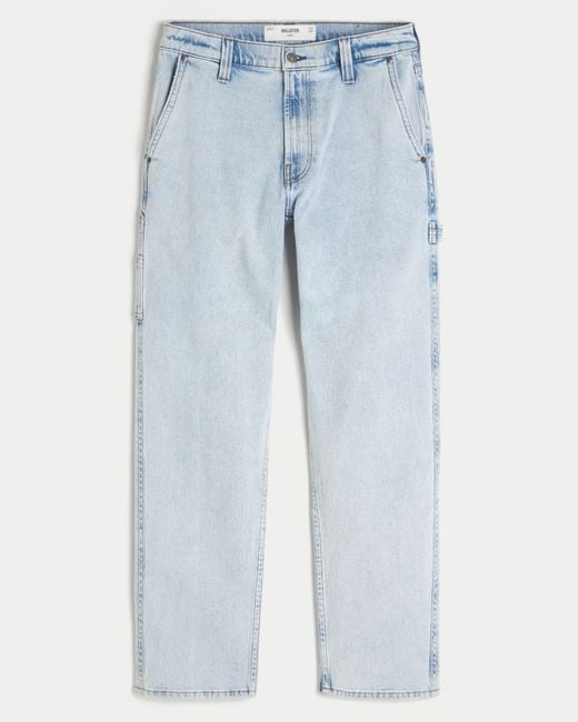 Hollister Blue Light Wash Loose Painter Jeans for men