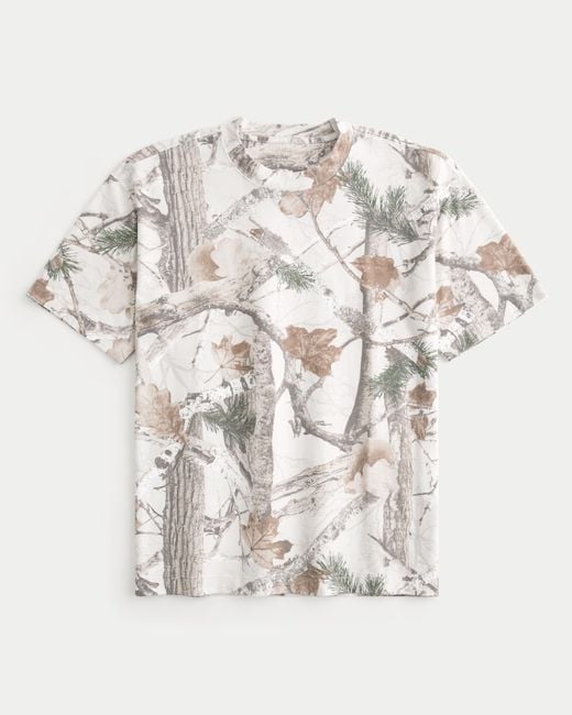 Hollister Natural Boxy Heavyweight Cotton Camo Crew T-shirt for men
