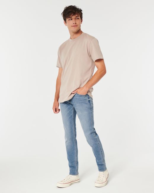 Hollister Blue Medium Wash Super Skinny Jeans for men