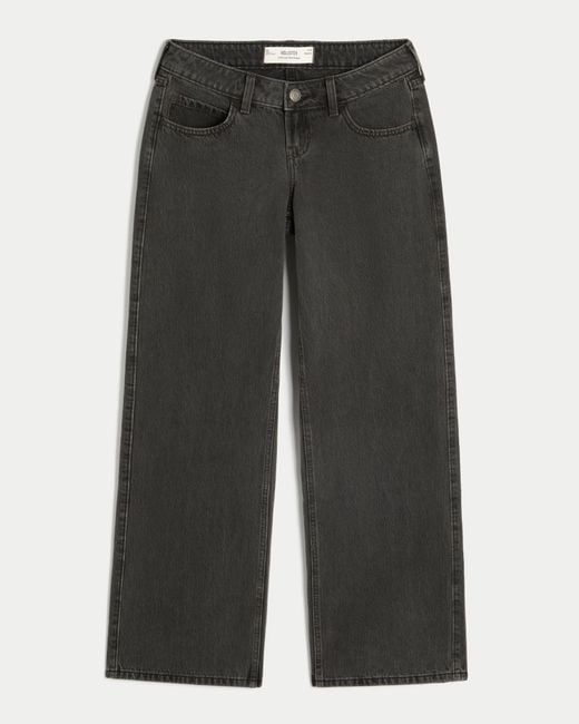 Hollister Gray Ultra Low-rise Washed Black Baggy Jeans