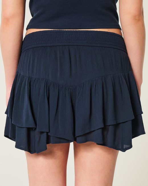 Hollister Blue Gestufter Miniskort mit asymmetrischem Saum