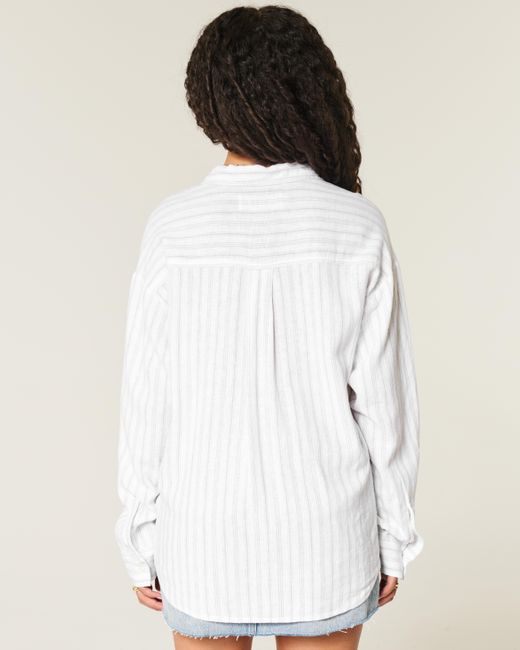 Hollister White Oversized Button-through Shirt