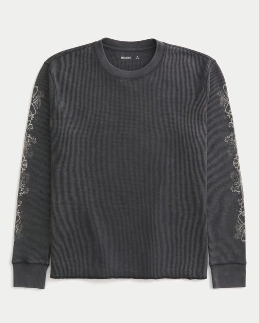 Hollister Black Graphic Thermal Shirt for men