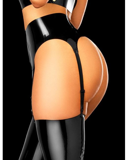 Honey Birdette Women's Black Latex 2.0 Garter Belt
