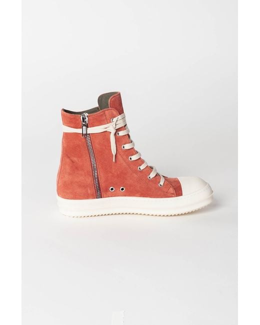 Rick Owens Suede Sneaker In Burnt Pink - Lyst