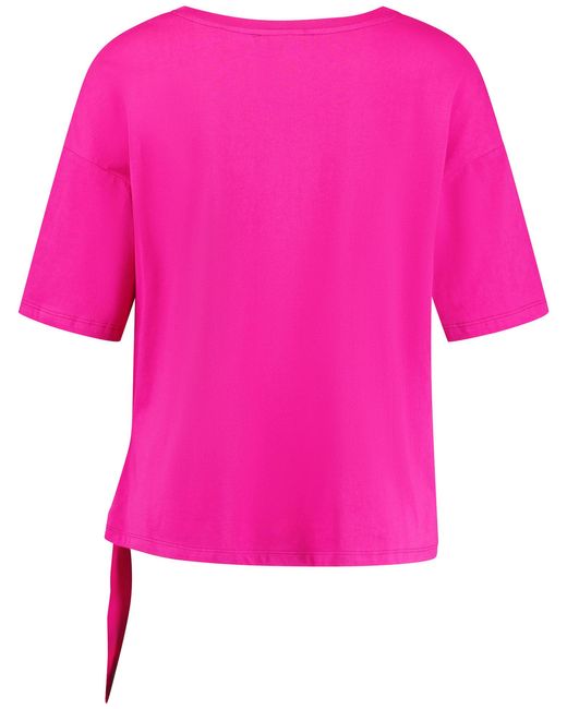 Taifun Pink T-shirt mit knoten-detail 58cm kurzarm rundhals baumwolle