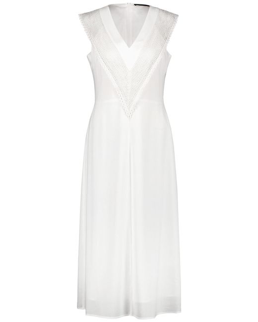Taifun White Sommerkleid mit häkelspitzen-dekor ärmellos v-ausschnitt viskose