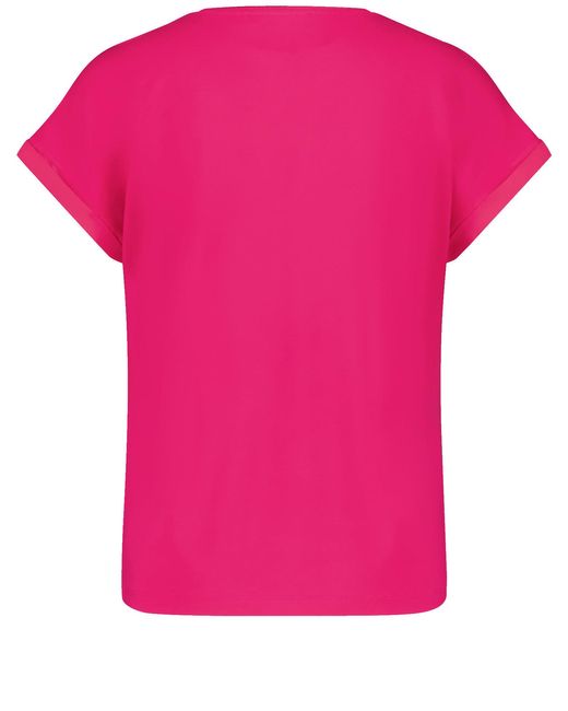 Taifun Pink Blusenshirt mit chiffon-layer 62cm kurzarm offener kragen viskose