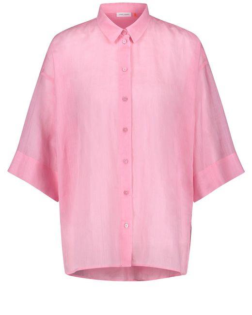 Gerry Weber Pink Lässige oversize-bluse 68cm 3/4 arm hemdkragen ramie