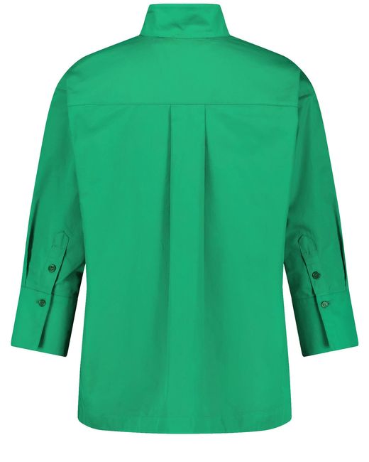 Gerry Weber Green 3/4 arm bluse mit quetschfalte 68cm offener kragen baumwolle