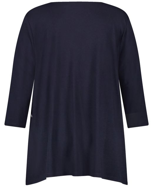 Samoon Black 3/4 arm shirt mit material-patch 72cm v-ausschnitt viskose