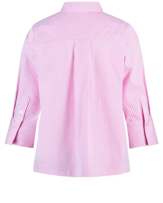 Gerry Weber Pink 3/4 arm bluse mit aufspringender falte 68cm stehkragen baumwolle