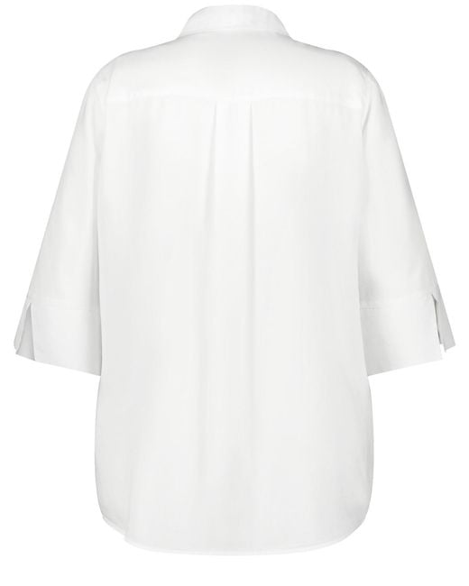 Samoon White 3/4 arm bluse aus TM lyocell 76cm hemdkragen
