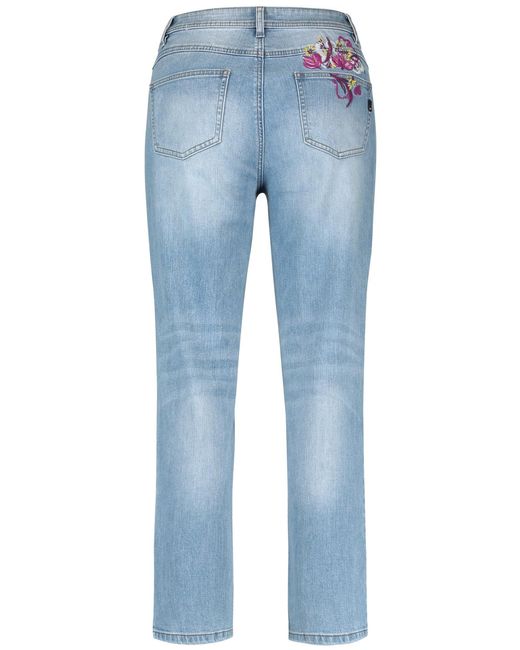 Taifun Blue 7/8 jeans mit floral-stickerei straight baumwolle