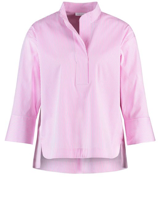 Gerry Weber Pink 3/4 arm bluse mit aufspringender falte 68cm stehkragen baumwolle