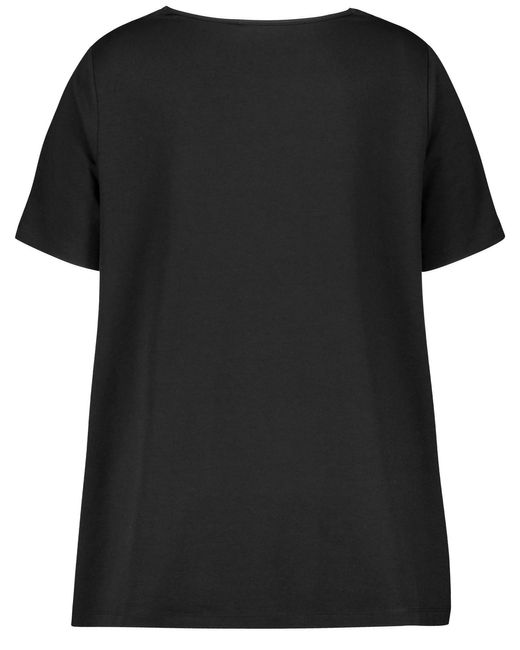 Samoon Black Shirt in a-linie 72cm kurzarm v-ausschnitt modal