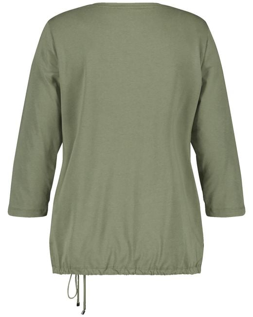 Samoon Green 3/4 arm shirt mit pailletten 68cm v-ausschnitt modal