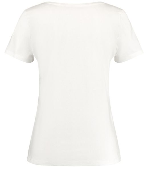Taifun White Baumwoll-t-shirt mit platziertem print 62cm kurzarm rundhals baumwolle