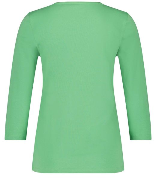 Gerry Weber Green 3/4 arm shirt mit satinierter ausschnittblende 64cm rundhals baumwolle