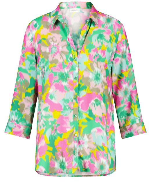 Gerry Weber Multicolor Nachhaltige bluse mit 3/4 arm 72cm mit kragen viskose