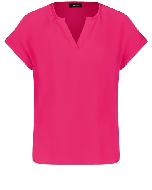Taifun Pink Blusenshirt mit chiffon-layer 62cm kurzarm offener kragen viskose