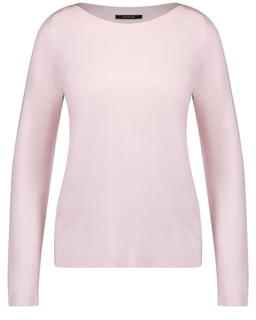 Taifun Pink Damen Basic Pullover Mit U-Bootausschnitt Langarm Viskose