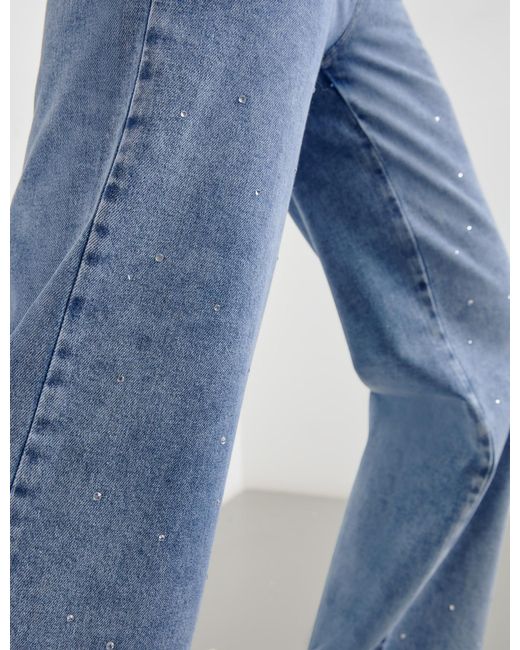 Taifun Blue Jeans mit strasssteinen wide leg baumwolle