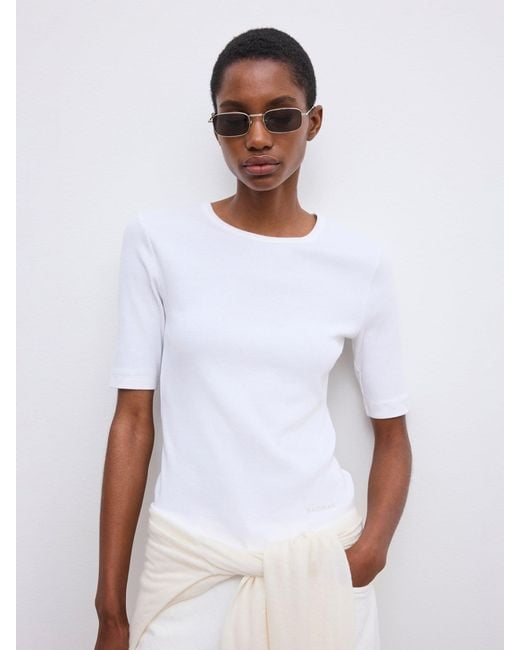 House of Dagmar White Fitted Rib T-Shirt