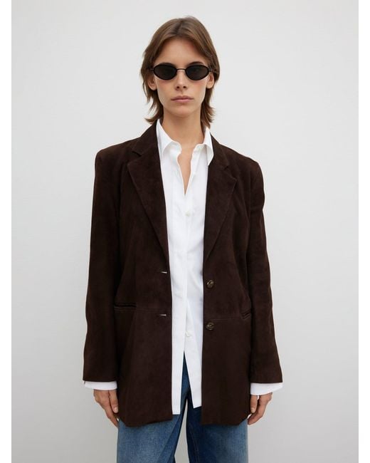 House of Dagmar White Slim Suede Blazer