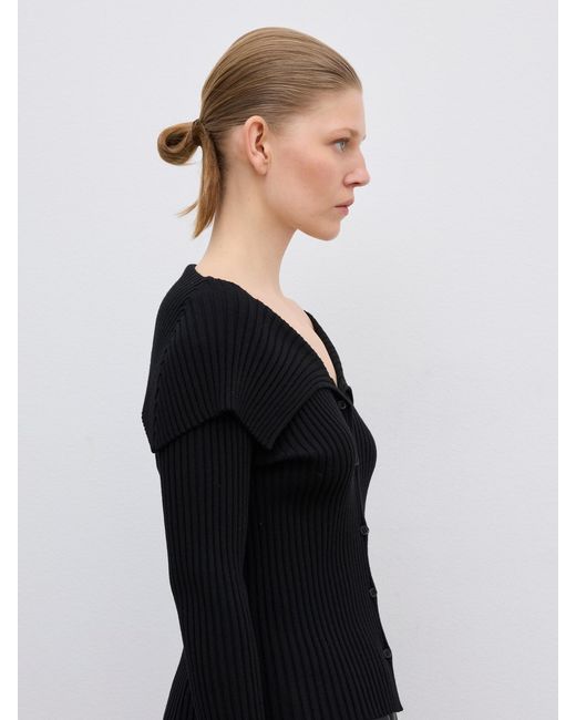 House of Dagmar Black Merino Rib Cardigan