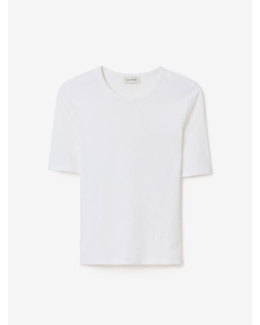 House of Dagmar White Fitted Rib T-Shirt