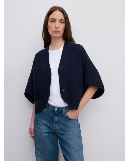 House of Dagmar Blue Short Wool Cardigan