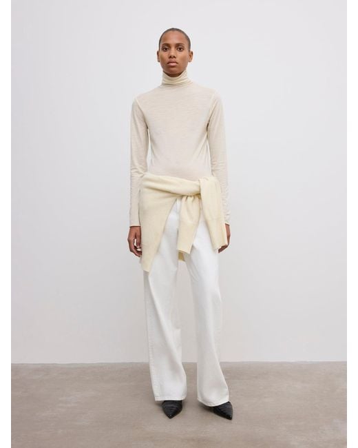 House of Dagmar White Wool Jersey Rollneck