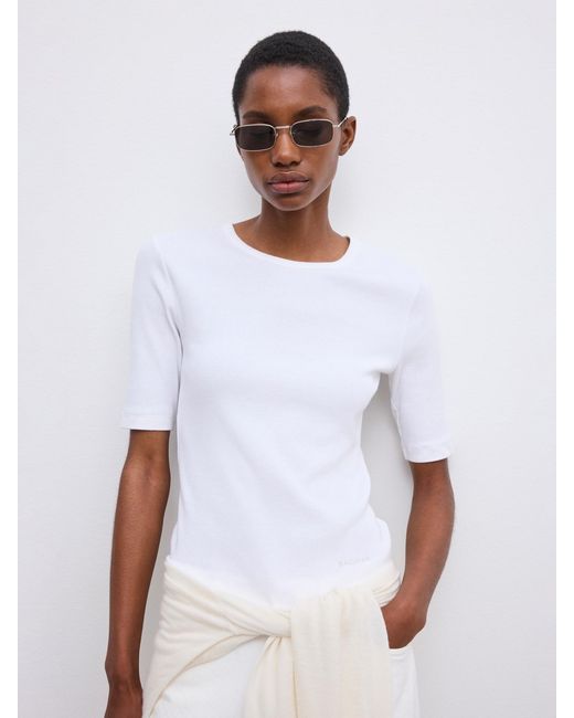 House of Dagmar White Fitted Rib T-Shirt