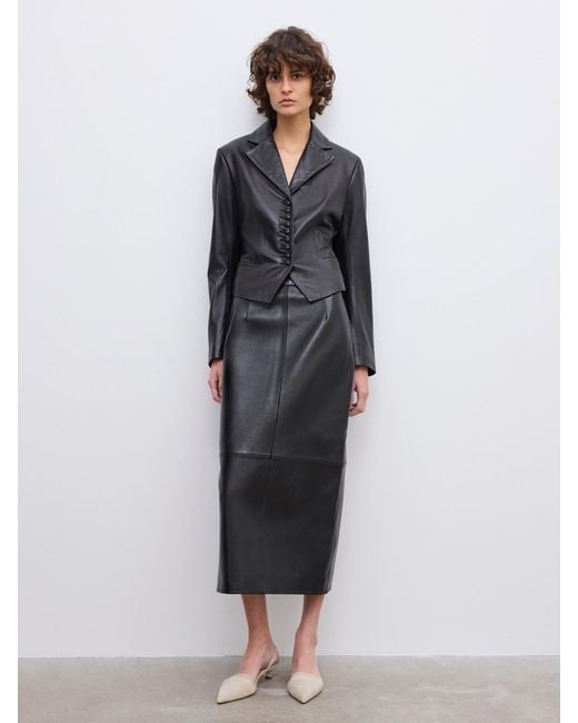 House of Dagmar Gray Slim Tailored Blazer Leather
