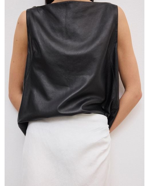 House of Dagmar White Draped Midi Linen Skirt