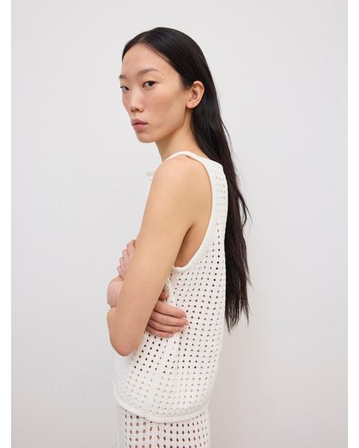 House of Dagmar White Open Knit Top