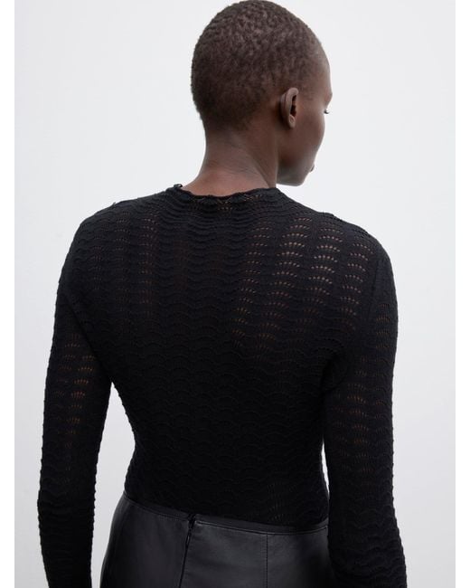 House of Dagmar Black Lace Knit Top