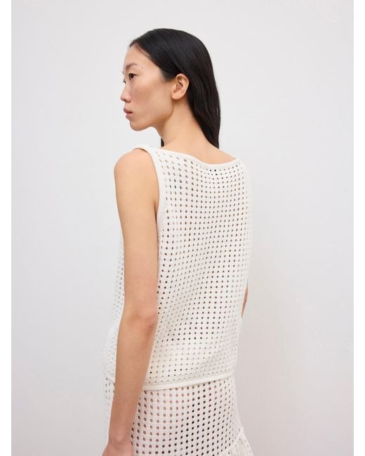 House of Dagmar White Open Knit Top