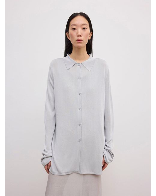 House of Dagmar White Fluid Knit Shirt