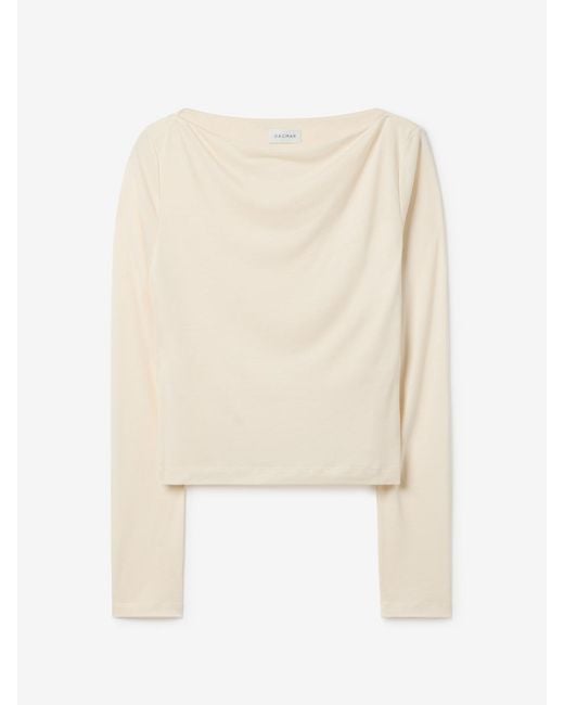 House of Dagmar White Ls Square Neck Top